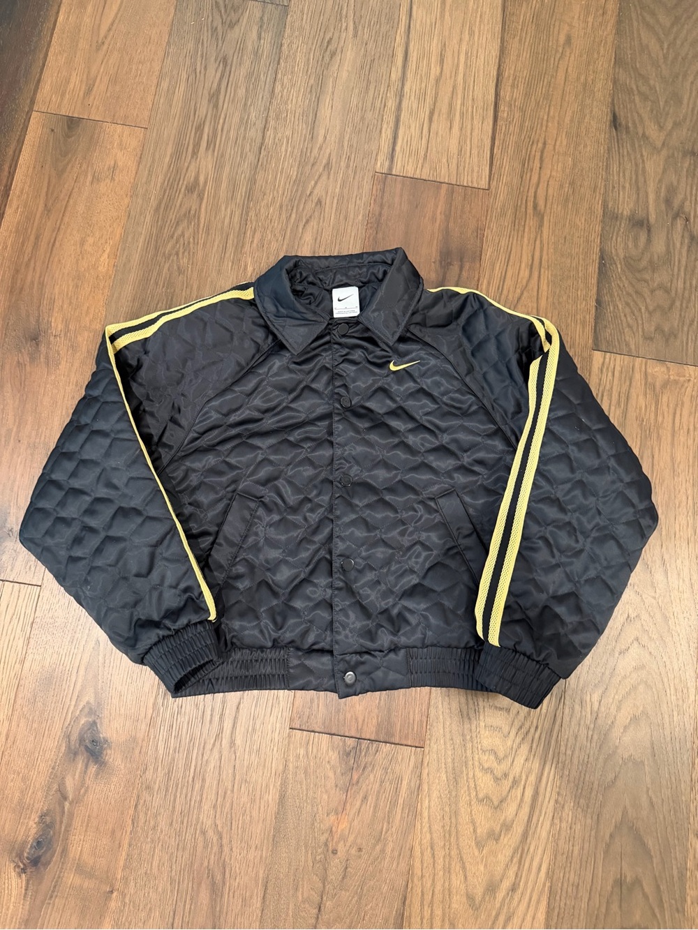 Nike Team Sports Women's Quilted Bomber Jacket - Black/Yellow - Size Medium - Picture 1 of 7